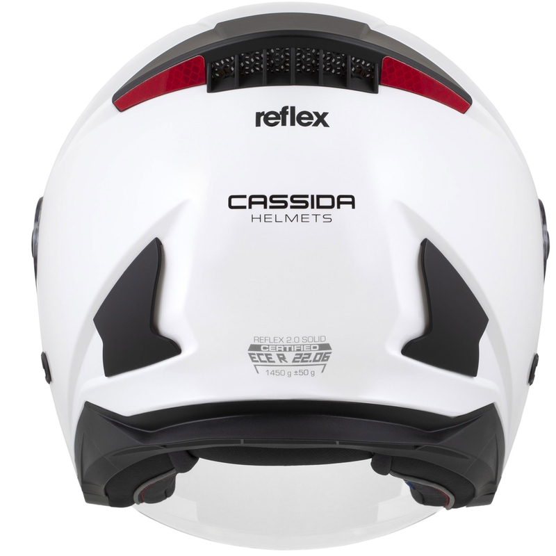 Cassida Reflex 2.0 Solid åben motorcykelhjelm hvid-sort