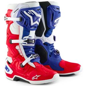 Motorcykelstøvler Alpinestars Tech 10 Limited Edition FORTITUDE, Hvid-Blå-Rød