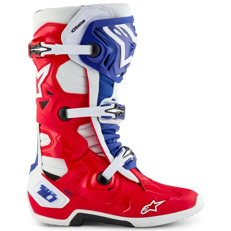 Motorcykelstøvler Alpinestars Tech 10 Limited Edition FORTITUDE, Hvid-Blå-Rød