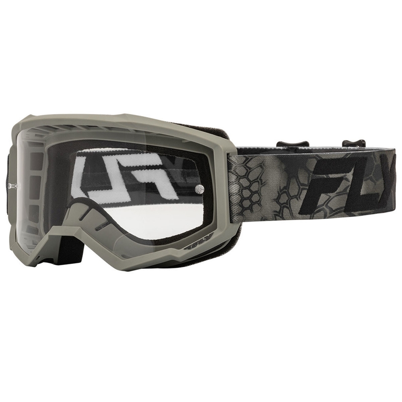 Fly Racing Focus motocrossbriller grå-sorte med klar plexiglas