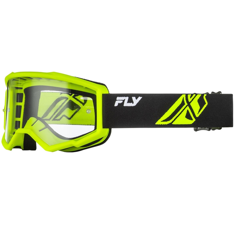 Fly Racing Focus motocrossbriller sort-fluo grøn med klar plexiglas