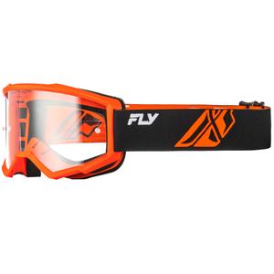FLY Racing Focus sort-orange II børne motocrossbriller med klar plexiglas