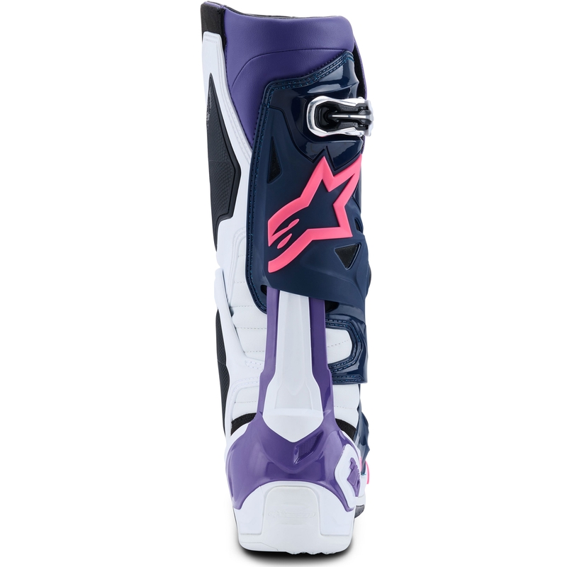 Alpinestars Tech 10 motorcykelstøvler hvid-lilla-blå-fluo pink