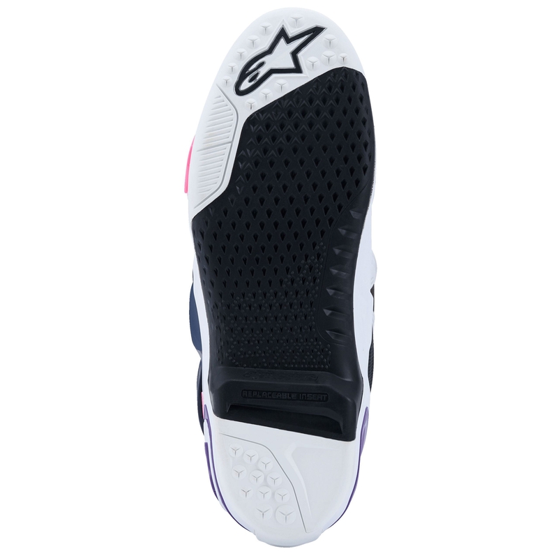 Alpinestars Tech 10 motorcykelstøvler hvid-lilla-blå-fluo pink