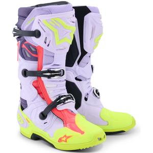 Motorcykelstøvler Alpinestars Tech 10 Supervented, Lilla-Fluo Gul-Pink