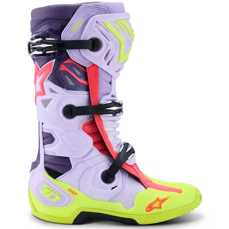 Motorcykelstøvler Alpinestars Tech 10 Supervented, Lilla-Fluo Gul-Pink