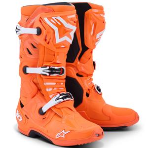 Alpinestars Tech 10 Supervented motorcykelstøvler, fluo orange-sort-hvid