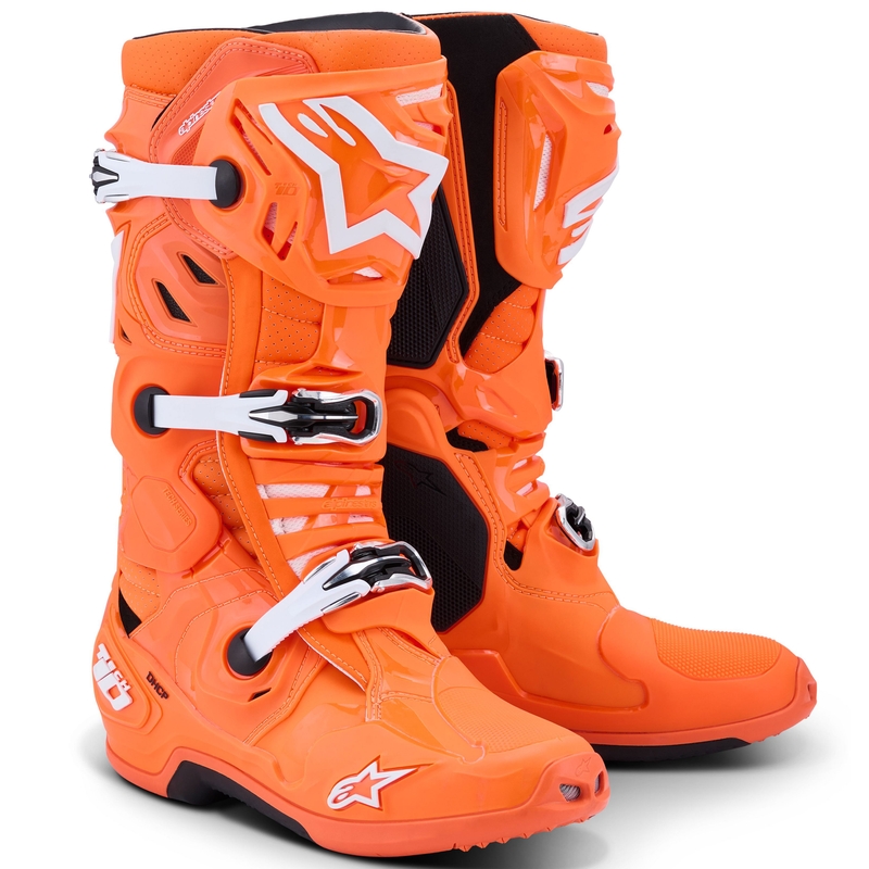 Alpinestars Tech 10 Supervented motorcykelstøvler, fluo orange-sort-hvid