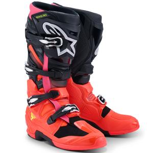 Alpinestars Tech 7 motorcykelstøvler sort-fluo rød-fluo pink