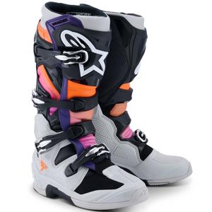 Alpinestars Tech 7 motorcykelstøvler sort-lysegrå-fluo orange-gradient