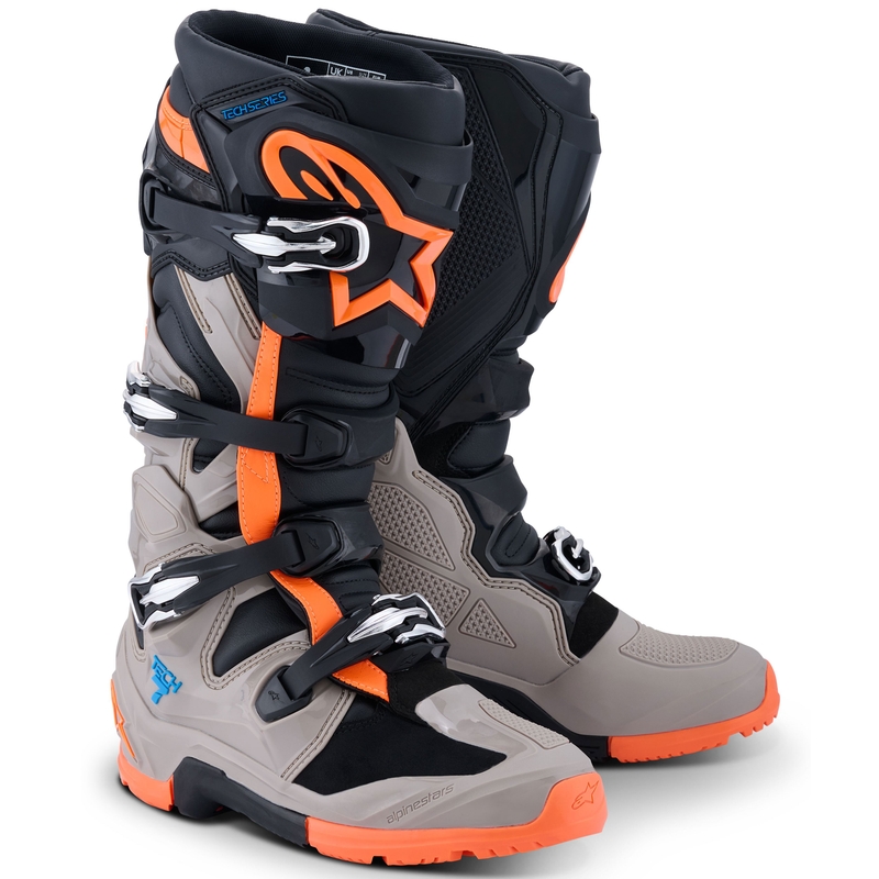Motorcykelstøvler Alpinestars Tech 7 Enduro, Sort/Mørkegrå/Fluo Orange