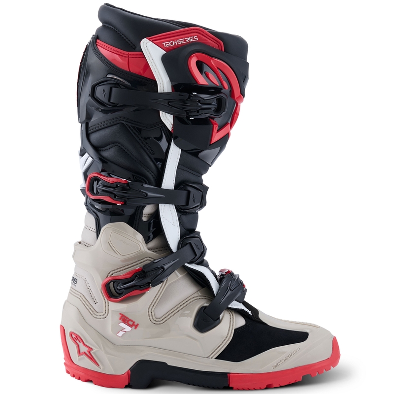 Motorcykelstøvler Alpinestars Tech 7 Enduro Sort/Lysegrå/Rød