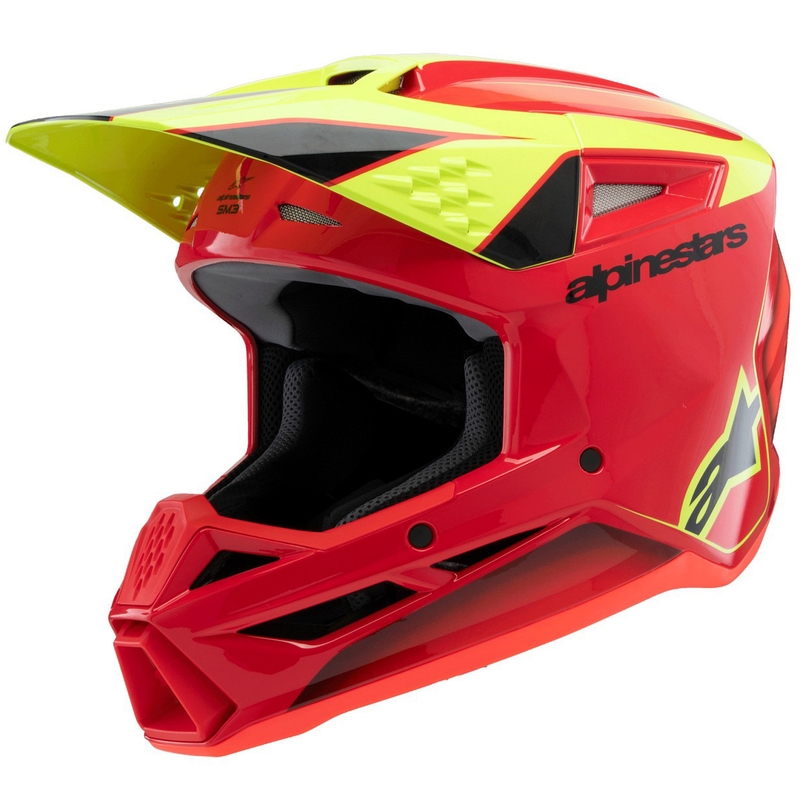 Alpinestars S-M3 Fray motocrosshjelm rød-fluo gul-sort