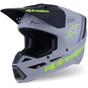 Alpinestars S-M3 Radium motocrosshjelm mat grå-fluo gul-sort