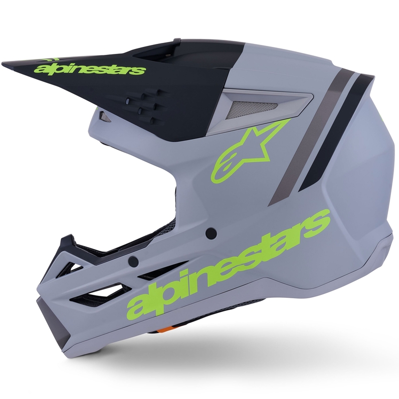 Alpinestars S-M3 Radium motocrosshjelm mat grå-fluo gul-sort