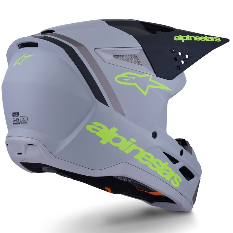 Alpinestars S-M3 Radium motocrosshjelm mat grå-fluo gul-sort