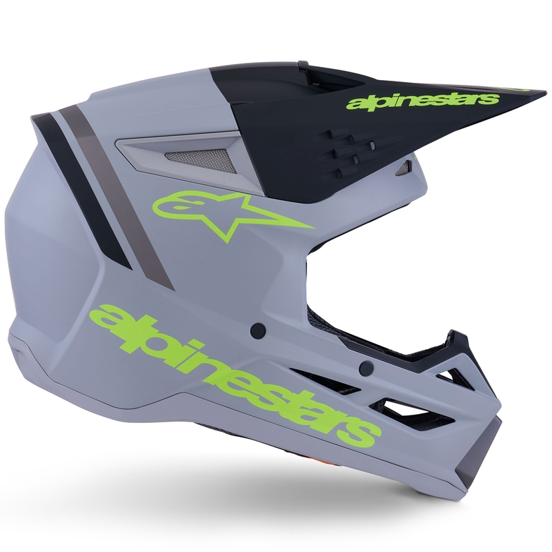 Alpinestars S-M3 Radium motocrosshjelm mat grå-fluo gul-sort