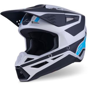 Alpinestars S-M3 Heat motocrosshjelm sølv-blå-sort mat