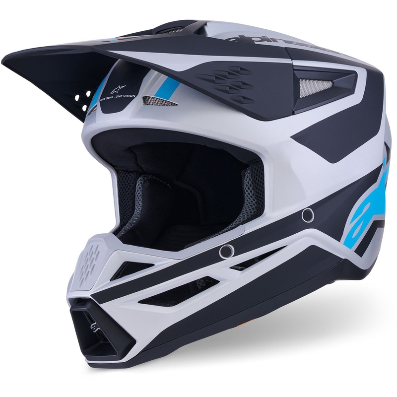 Alpinestars S-M3 Heat motocrosshjelm sølv-blå-sort mat