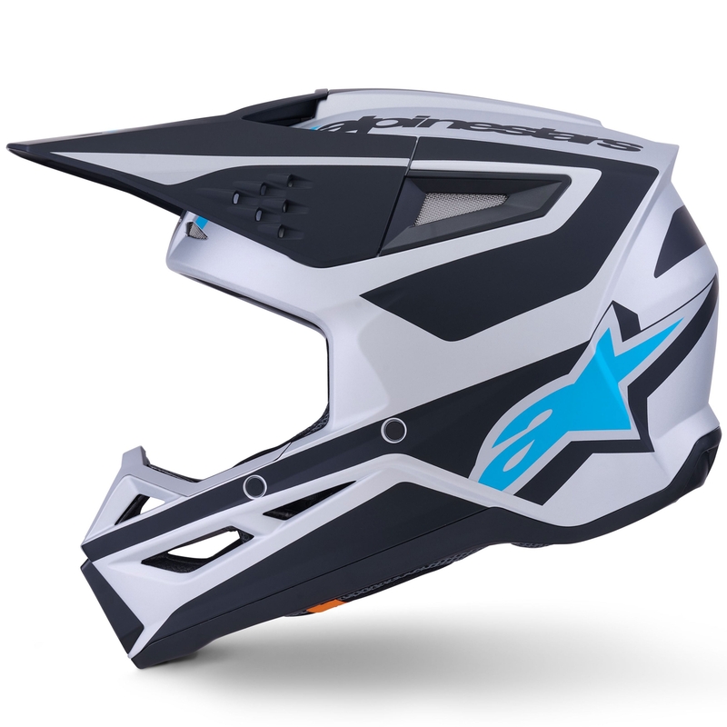 Alpinestars S-M3 Heat motocrosshjelm sølv-blå-sort mat