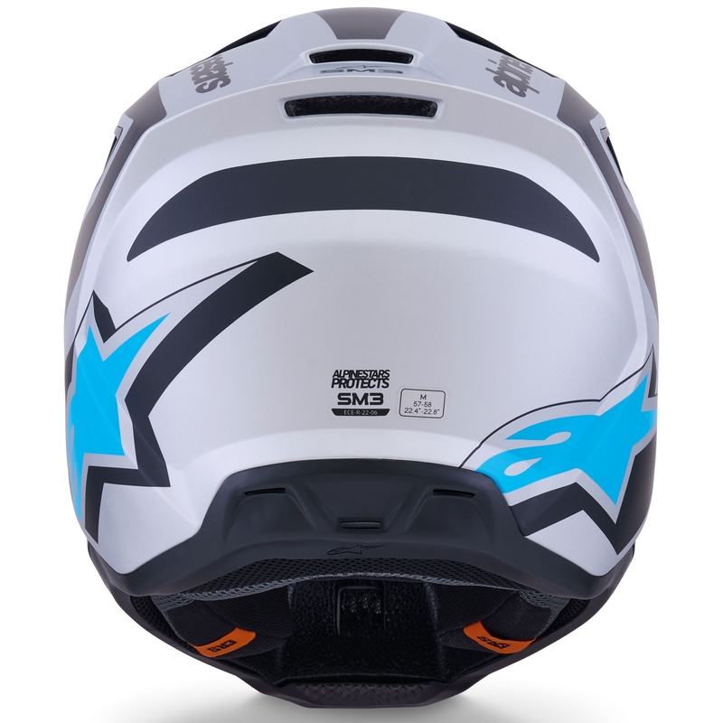Alpinestars S-M3 Heat motocrosshjelm sølv-blå-sort mat