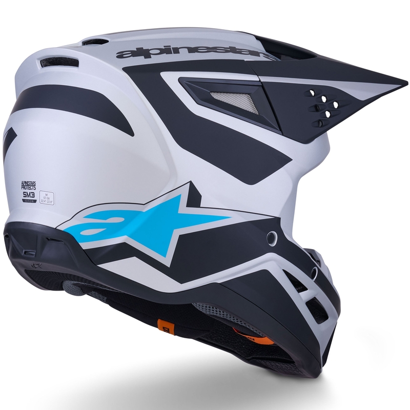 Alpinestars S-M3 Heat motocrosshjelm sølv-blå-sort mat
