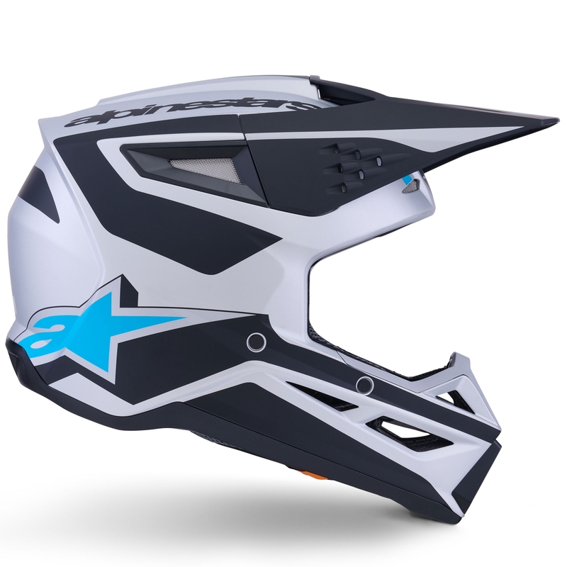 Alpinestars S-M3 Heat motocrosshjelm sølv-blå-sort mat