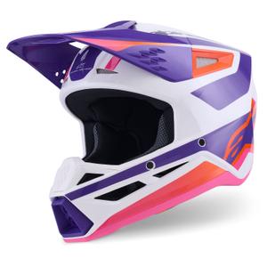Alpinestars S-M3 Heat motocrosshjelm hvid-lilla-pink