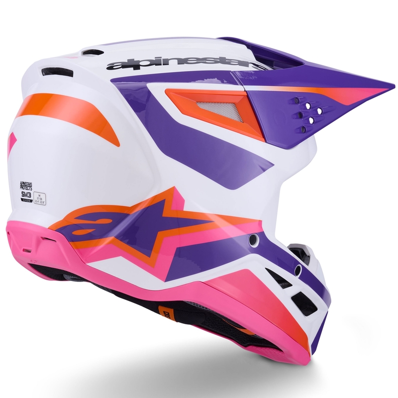 Alpinestars S-M3 Heat motocrosshjelm hvid-lilla-pink