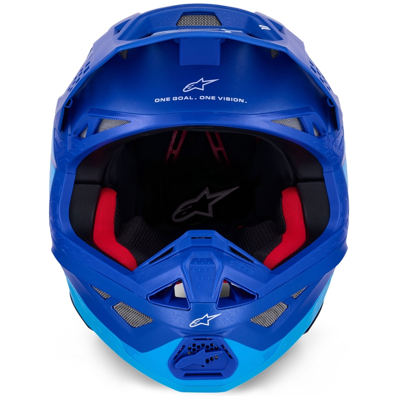 Alpinestars Supertech S-M10 Flood motocrosshjelm blå perlemor-lys blå-sort-carbon-mat-blank