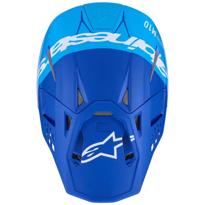 Alpinestars Supertech S-M10 Flood motocrosshjelm blå perlemor-lys blå-sort-carbon-mat-blank