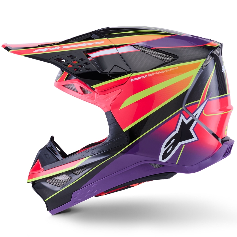 Crosshjelm Alpinestars Supertech S-M10 Era, Pink-Lilla-Fluo Gul