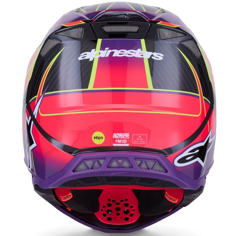 Crosshjelm Alpinestars Supertech S-M10 Era, Pink-Lilla-Fluo Gul