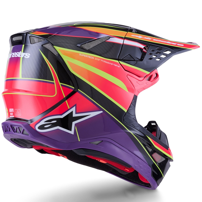 Crosshjelm Alpinestars Supertech S-M10 Era, Pink-Lilla-Fluo Gul