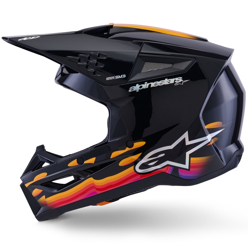 Alpinestars S-M3 Force motocrosshjelm sort-gul-rød-hvid
