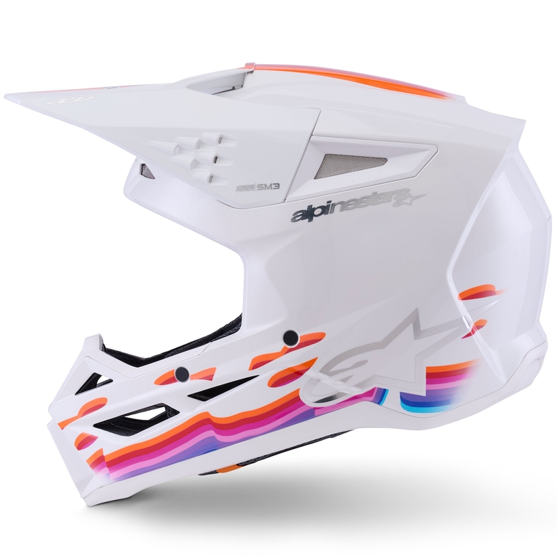 Alpinestars S-M3 Force motocrosshjelm hvid-gul-pink-lilla