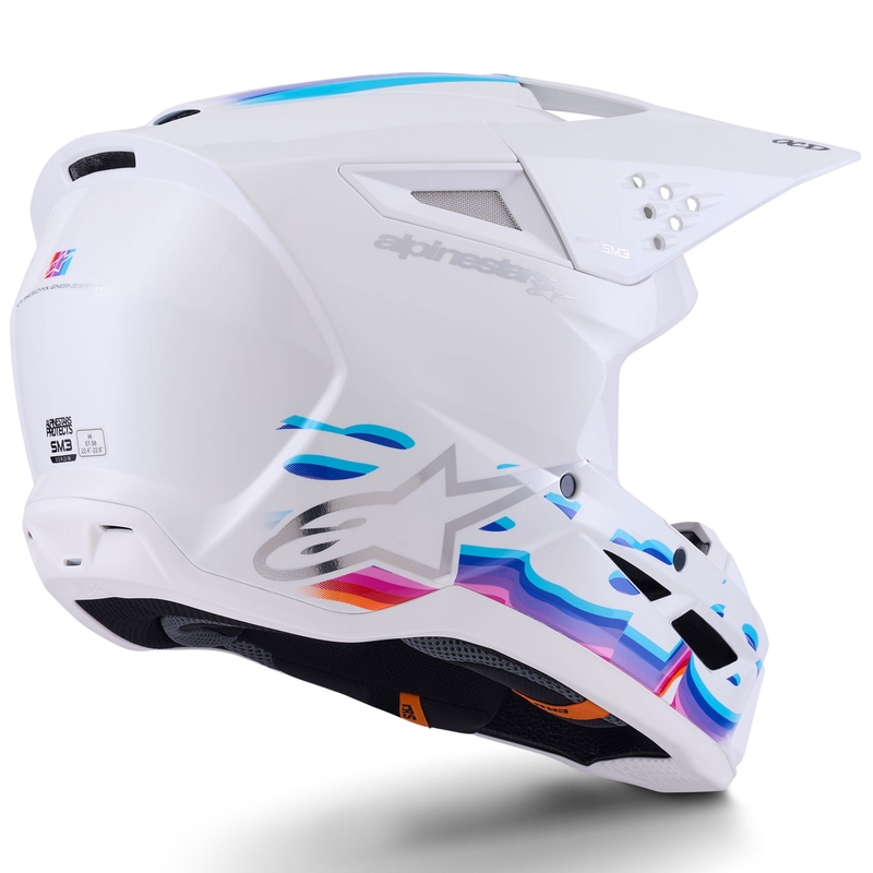 Alpinestars S-M3 Force motocrosshjelm hvid-gul-pink-lilla