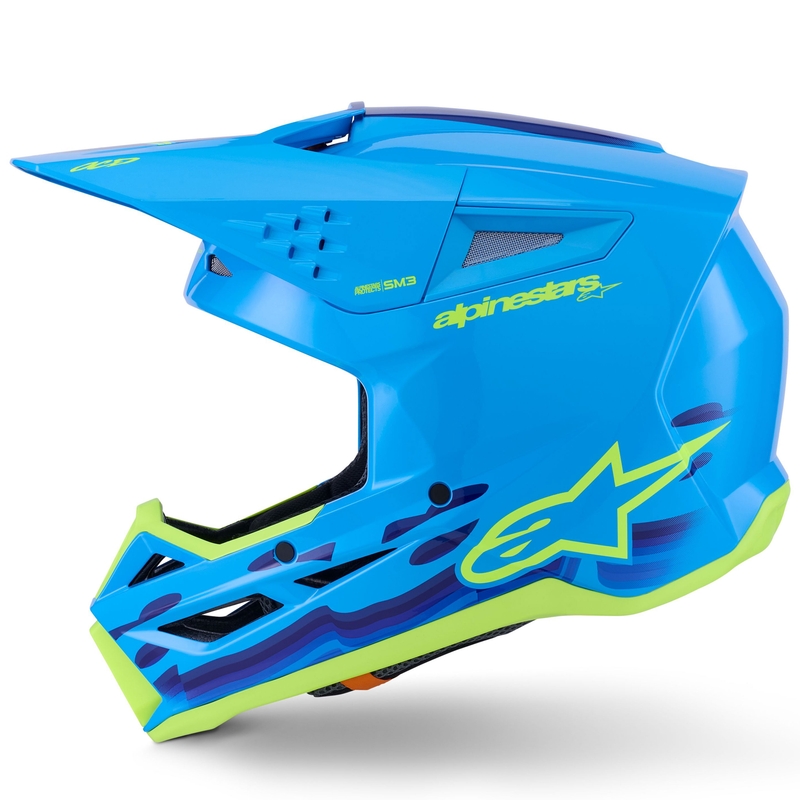 Alpinestars S-M3 Force motocross hjelm blå-fluo gul