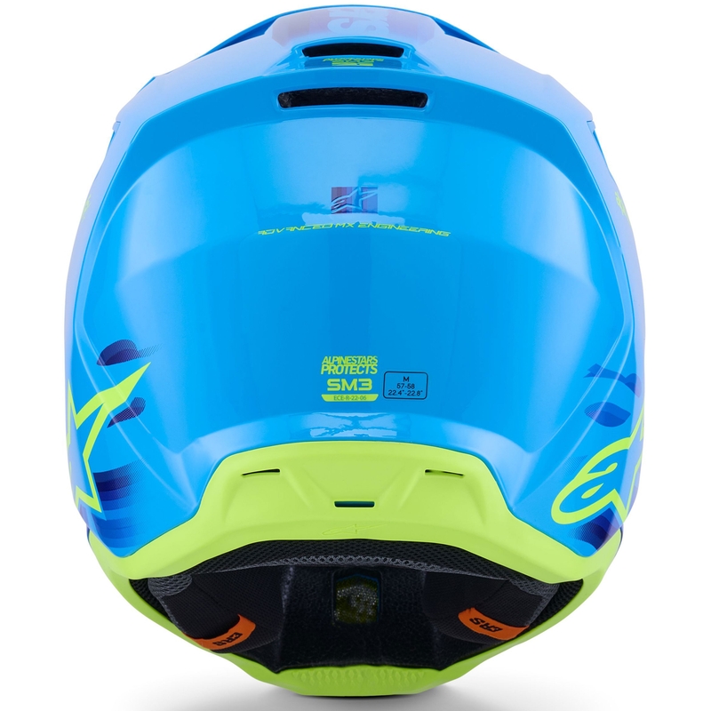 Alpinestars S-M3 Force motocross hjelm blå-fluo gul