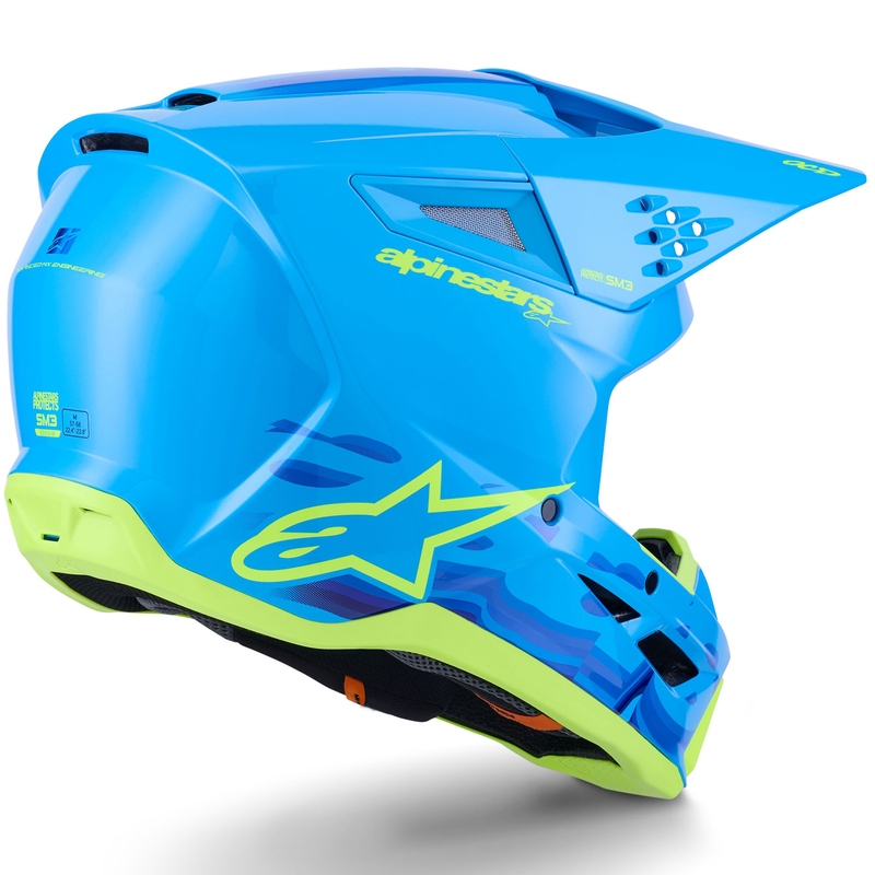 Alpinestars S-M3 Force motocross hjelm blå-fluo gul