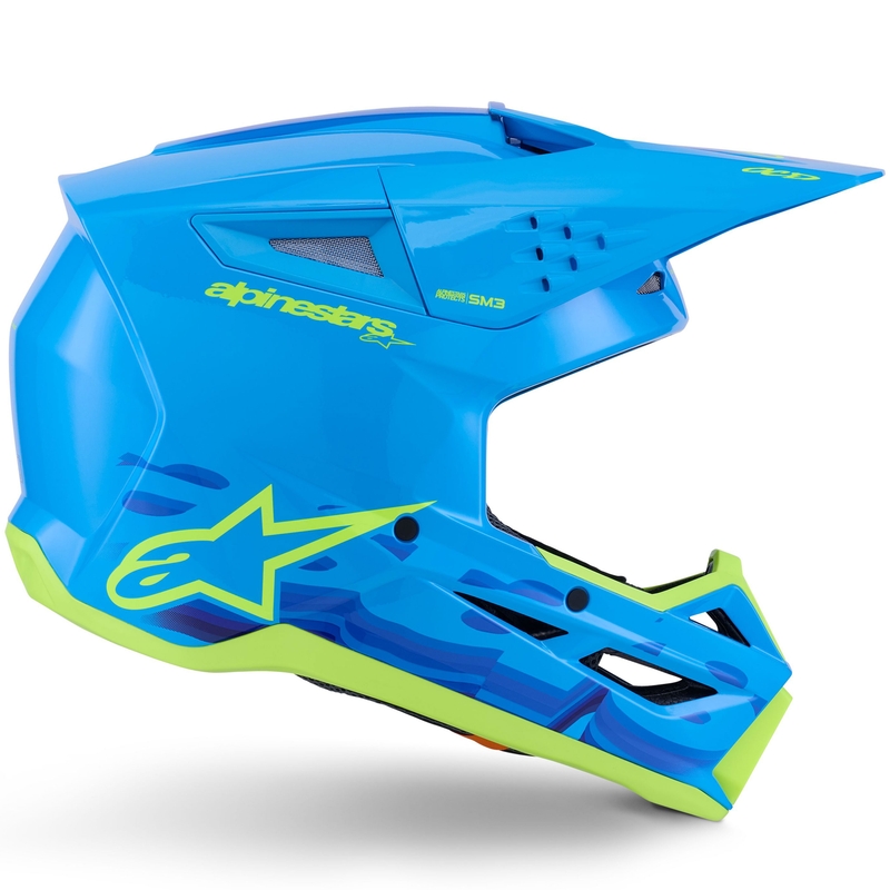 Alpinestars S-M3 Force motocross hjelm blå-fluo gul