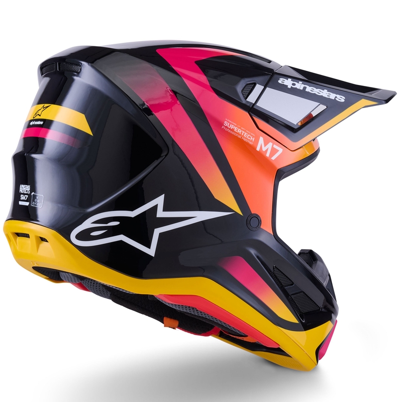 Alpinestars SM7 Rise motocrosshjelm sort-gul-fluoro pink