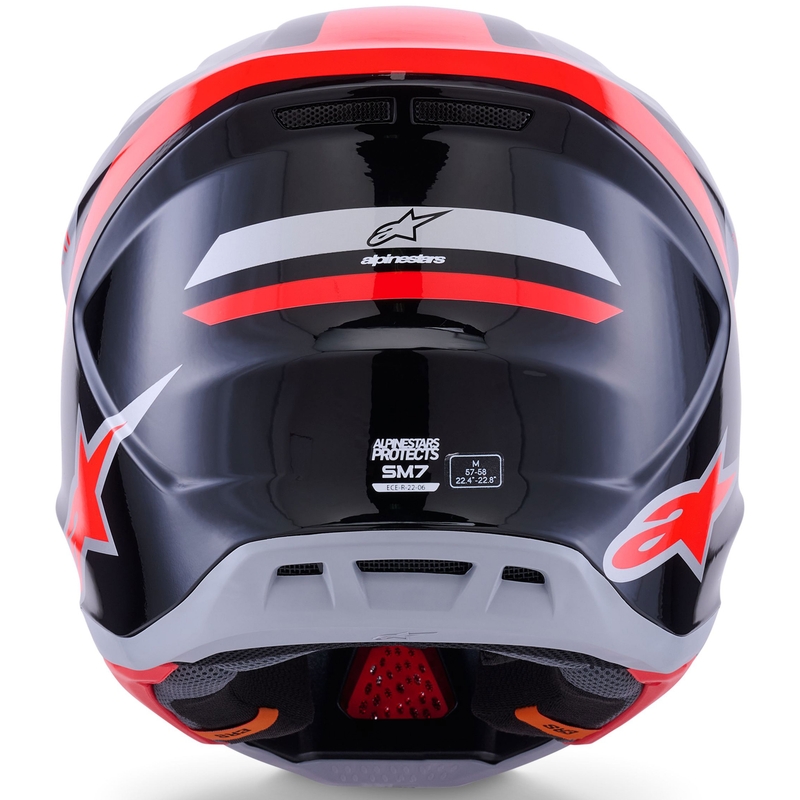 Alpinestars SM7 Rise motocrosshjelm sort-sølv-fluo rød