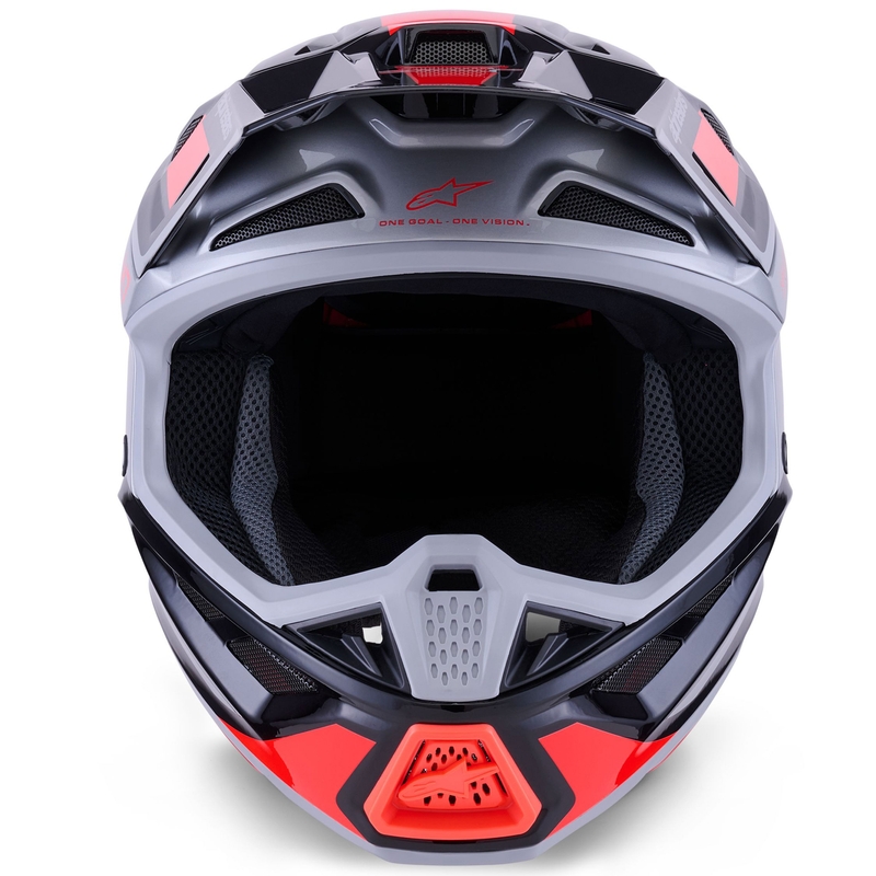 Alpinestars SM7 Rise motocrosshjelm sort-sølv-fluo rød
