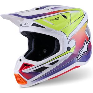 Alpinestars SM7 Fuse motocrosshjelm hvid-fluo gul-lilla