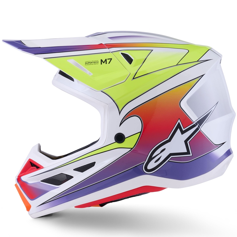 Alpinestars SM7 Fuse motocrosshjelm hvid-fluo gul-lilla