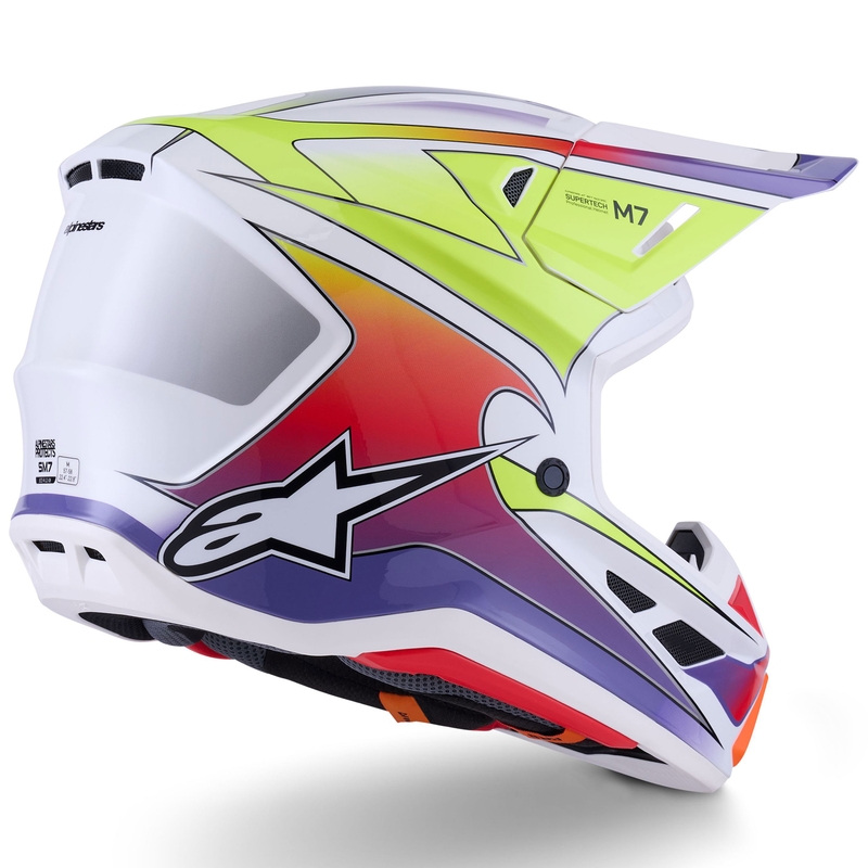 Alpinestars SM7 Fuse motocrosshjelm hvid-fluo gul-lilla