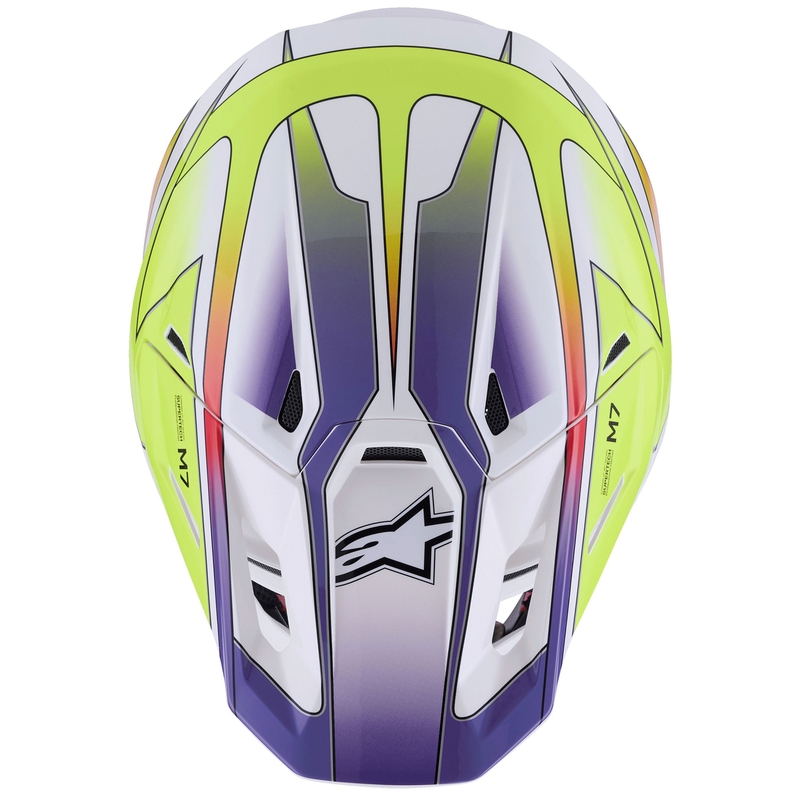 Alpinestars SM7 Fuse motocrosshjelm hvid-fluo gul-lilla