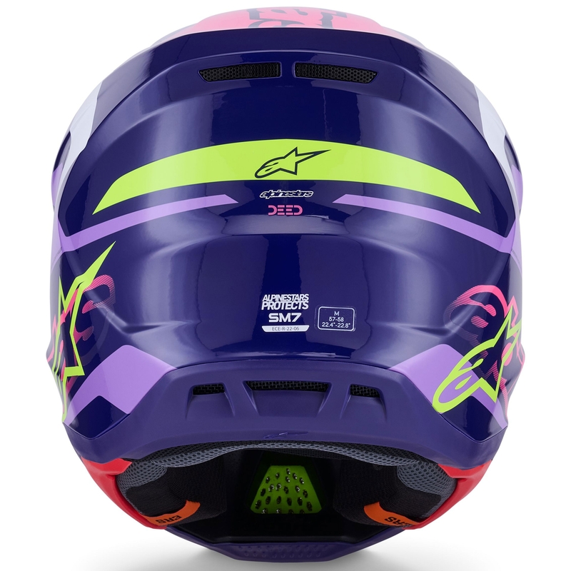 Alpinestars SM7 Deed motocrosshjelm lilla-pink-hvid-fluo gul