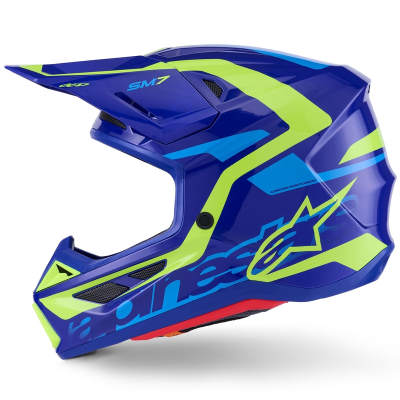 Alpinestars SM7 Deed motocrosshjelm blå-fluo gul